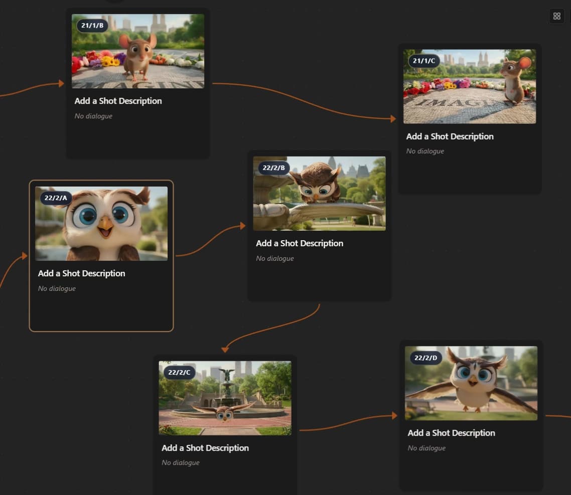 Animation shot planning board